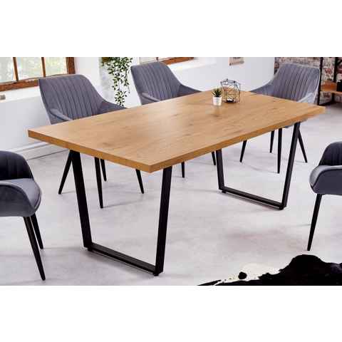 riess-ambiente Esstisch LOFT 180cm natur / schwarz (1-St), Holzwerkstoff · Metall · Eichen-Optik · Industrial