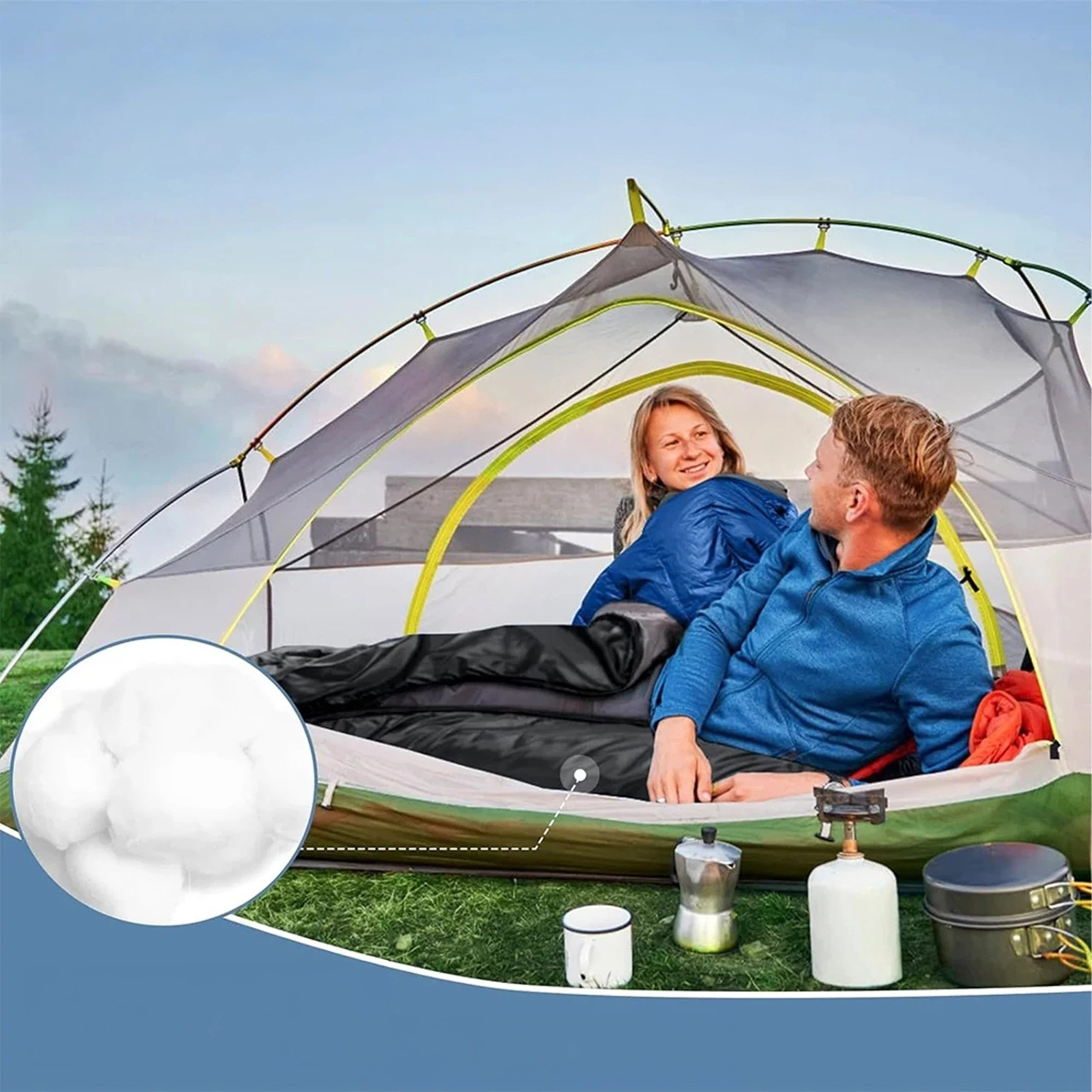 Realb2b Mumienschlafsack Mumienschlafsack 2-in-1 210 × 75 cm mit Kapuze, schwarz (Mumienschlafsack 2-in-1 mit Kapuze, Packsack und Deckenfunktion, Schlafsack mi – Bild 3 von 5