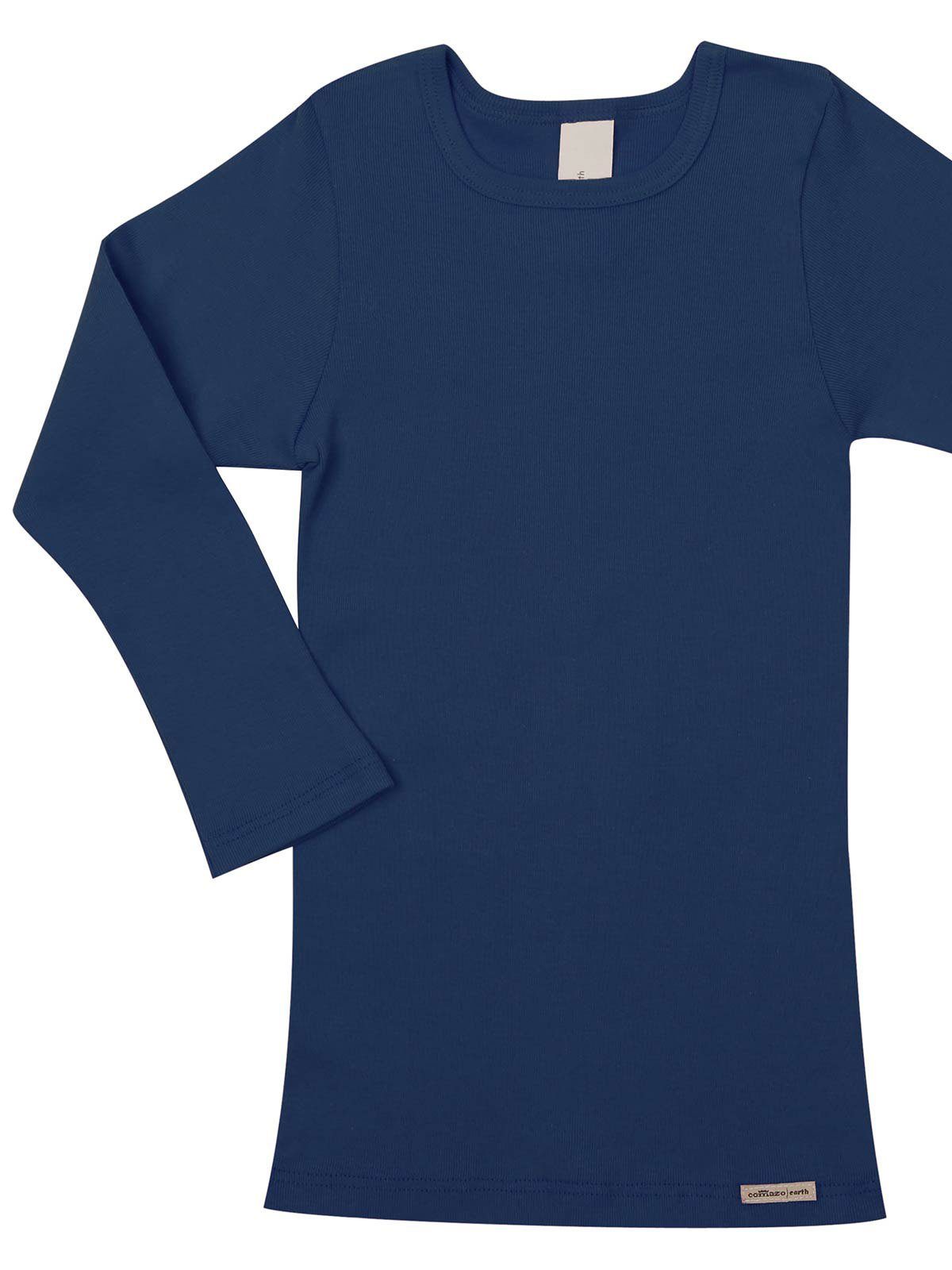 COMAZO Unterhemd Kinder Shirt langarm für Mädchen und Jungen (Stück, 1-St) Vegan marine