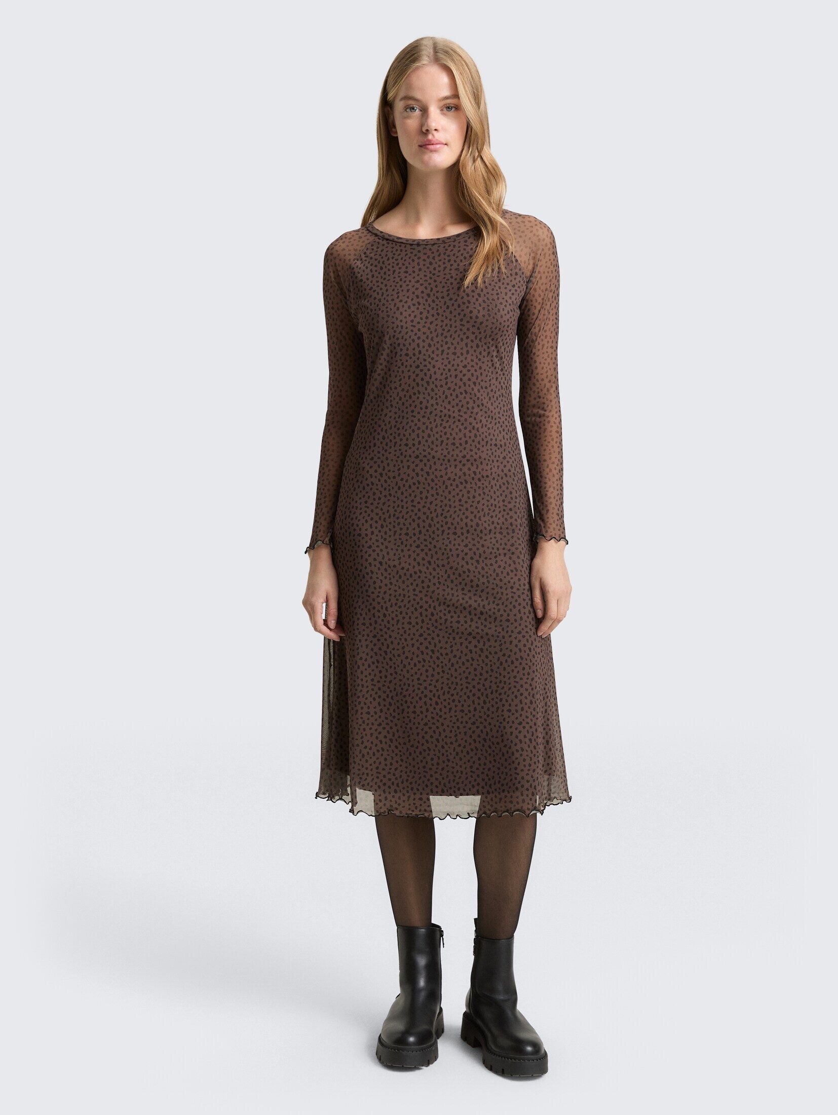 TOM TAILOR Denim Sommerkleid Mesh Midi-Kleid mit Muster Mesh Midi-Kleid mit Muster