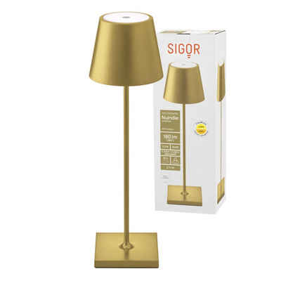SIGOR LED Tischleuchte Tischleuchte NUINDIE Goldfarben, Dimmbar, 1 LED Platine, 2700