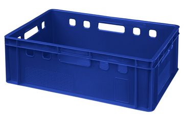 Logiplast Transportbehälter 4 Stück E2-Kisten blau mit Deckel in grau, (Spar-Set, 4 Stück), Lebensmittelecht, stapelbar, geeignet für Euro- und Industriepaletten