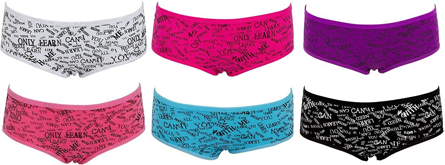 AvaMia Panty 6er Pack Pantys Uni Hotpants Sexy Print Hipster French Knickers Damen Teen 86802 (6er Set) 6er Pack Pantys Uni Hotpants Sexy Print Hipster French Knickers Damen Teen 86802