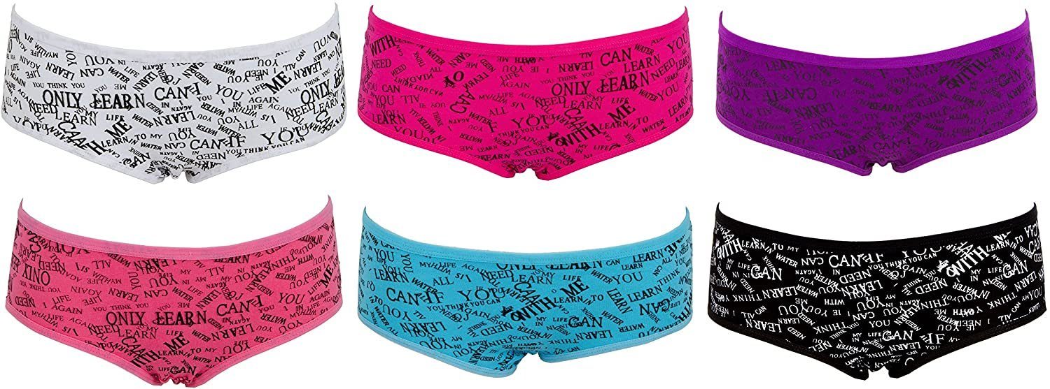 Panty 6er Pack Pantys Uni Hotpants Sexy Print Hipster French Knickers Damen