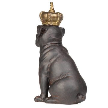 Moritz Dekofigur Deko-Figur Mops Hunde-König mit Krone sitz aus Polyresin, Dekofigur aus Polyresin Dekoelement Dekoration Figuren