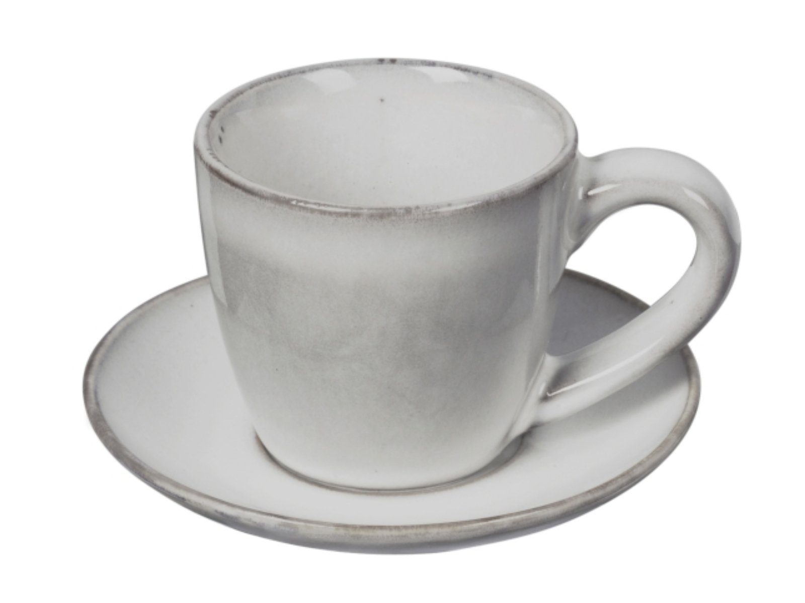 Broste Copenhagen Espressotasse NORDIC SAND Espressotasse 0,05 l, Steinzeug mit reaktiver Glasur, Nordic Sand Espressotasse mit Untertasse