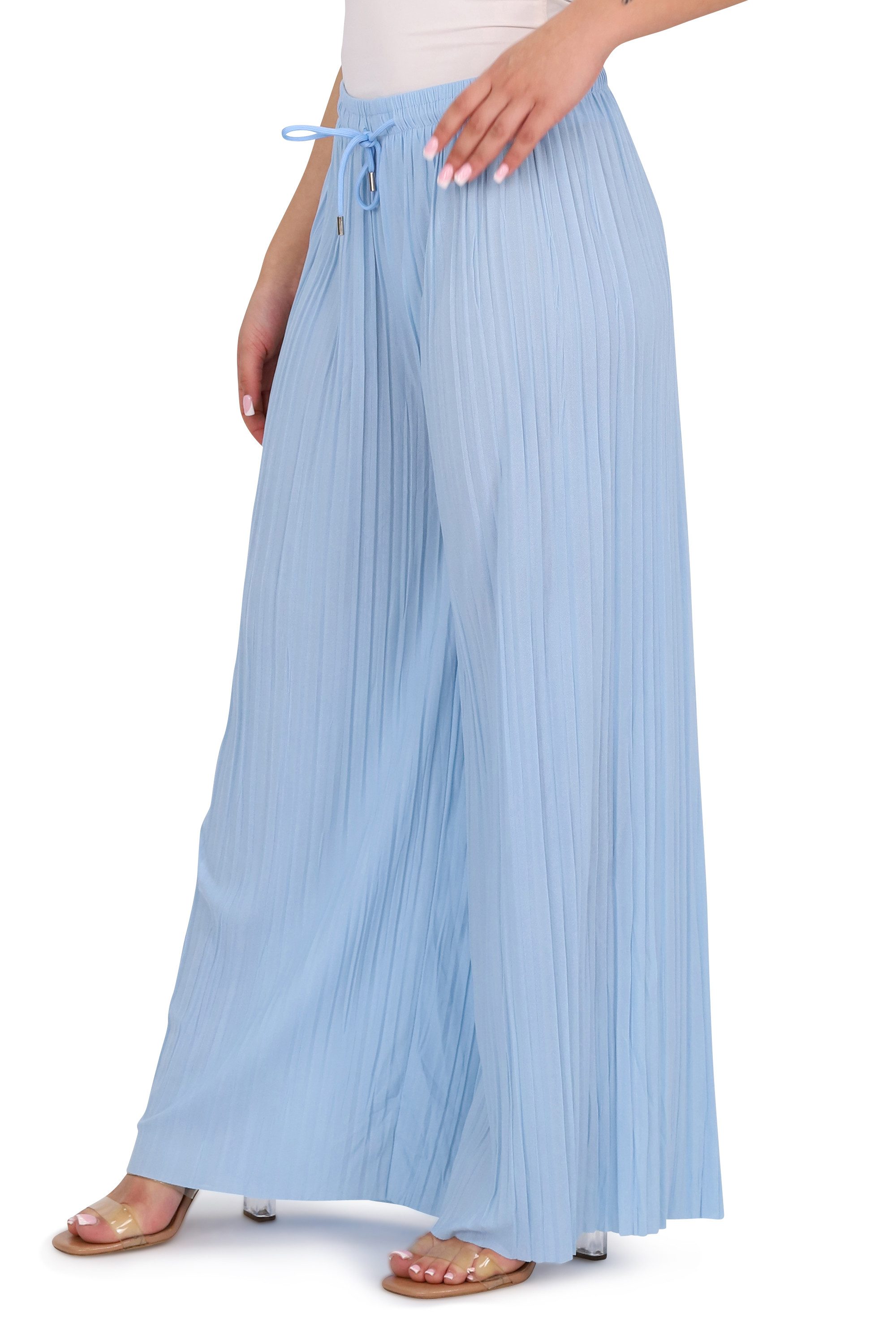 malito more than fashion Palazzohose Damen Plissee-Hose 883 Plissee Schlupfhose mit elastischem Bund 883