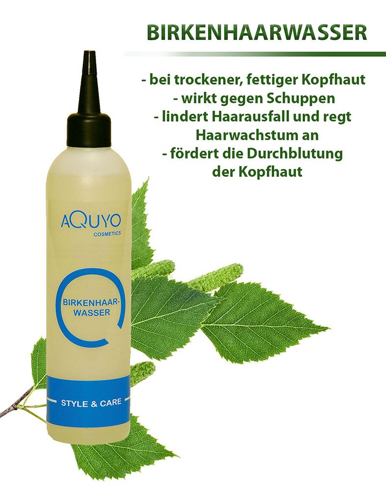 AQUYO Cosmetics Haarwasser Birkenhaarwasser für strapazierte Haare und sensible Kopfhaut