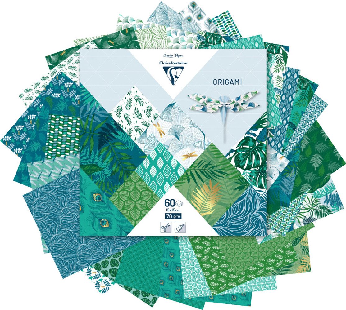 CLAIREFONTAINE Motivpapier Leaves, 15x15 cm 60 Blatt