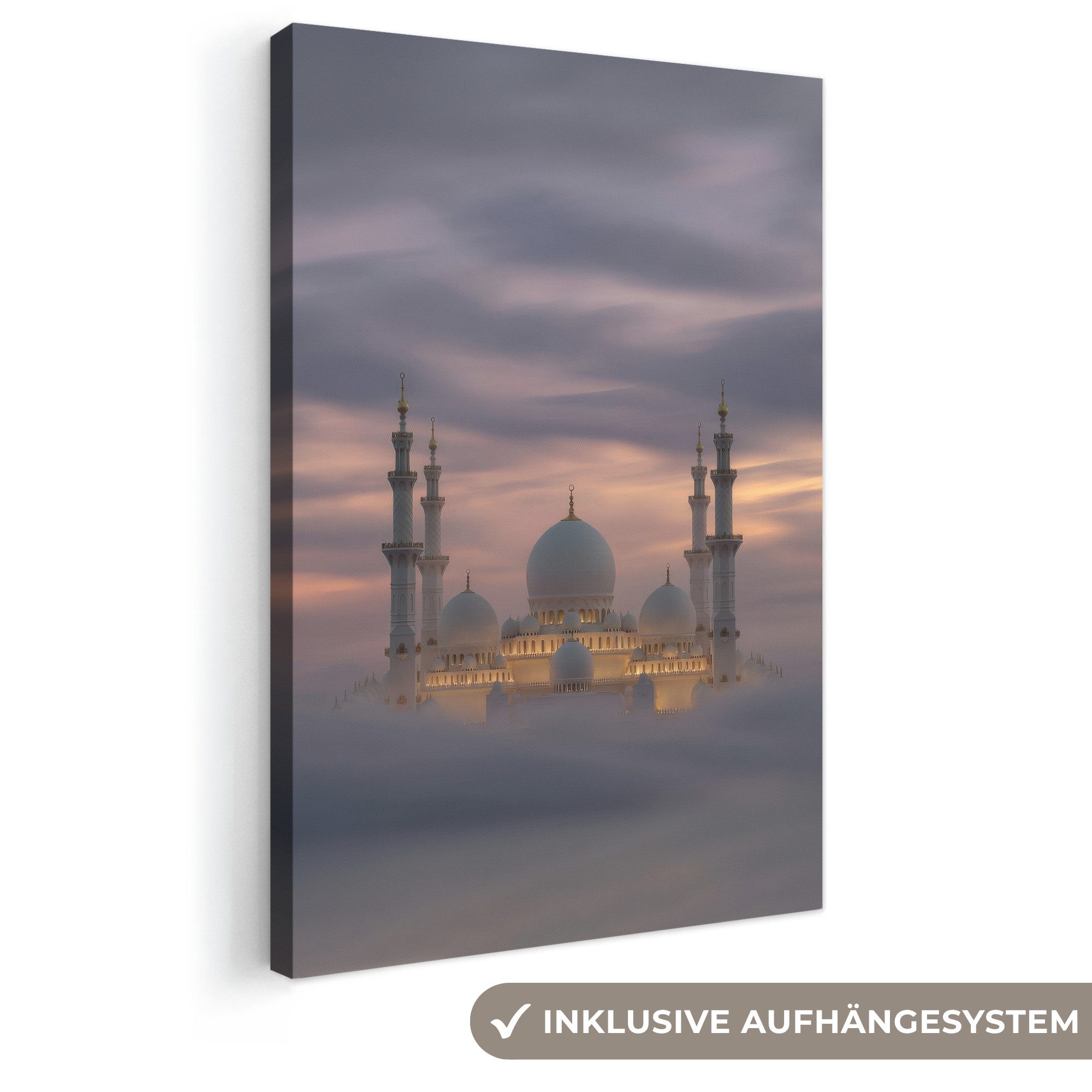 OneMillionCanvasses® Leinwandbild Sonnenuntergang - Moschee - Wolken - Islamisch, Fotodruck (1 St), Leinwand Canvas Wandbild, Wanddekoration 20x30 cm