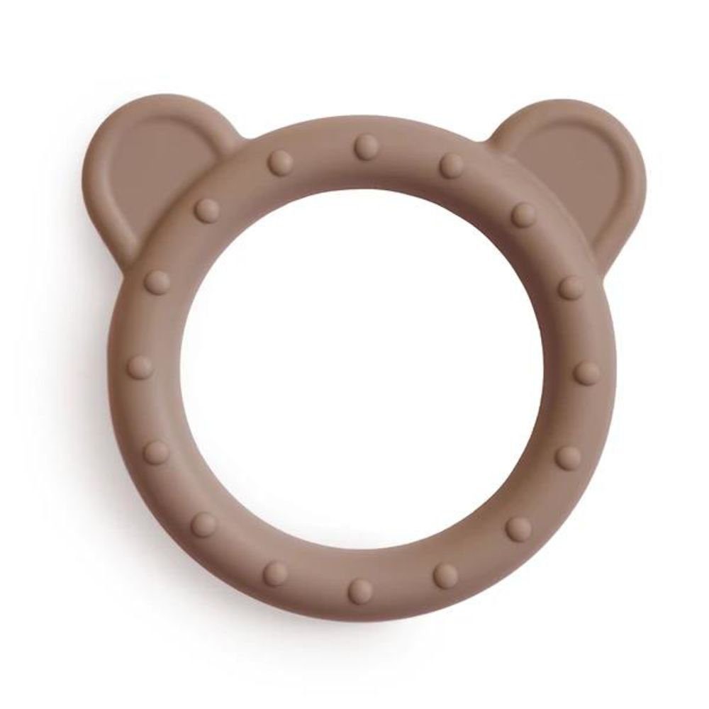 Mushie Beißring Bear Natural, Silikon, BPA-frei, Phthalaten-frei, Zahnungshilfe, Bär, Braun / Natur