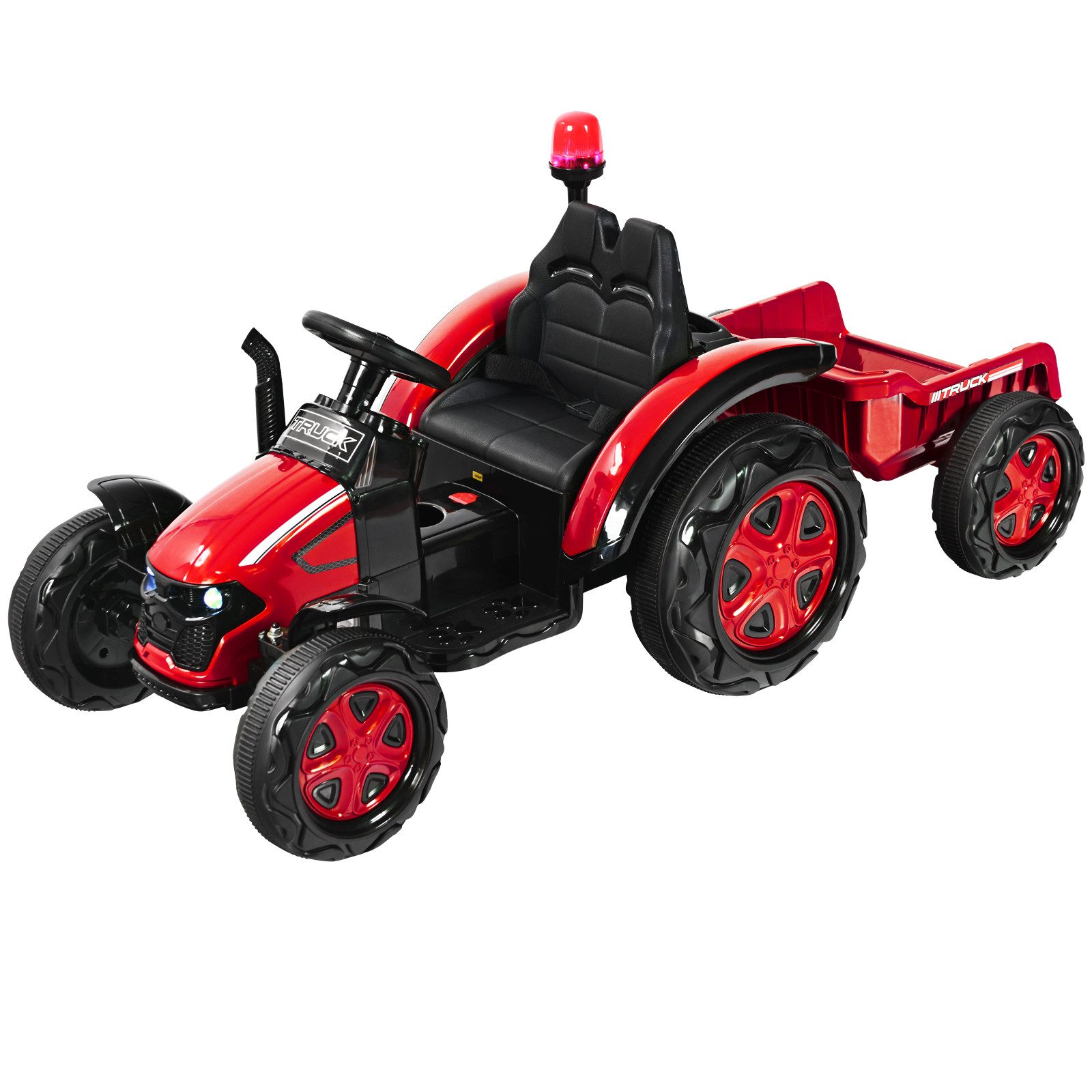 COSTWAY Elektro-Kindertraktor Aufsitztraktor, mit Scheinwerfer, Hupe & MP3