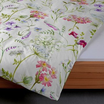 Bettwäsche Florenz, TRAUMSCHLAF, Mako Satin, 2 teilig, florales Design mit seidigem Glanz