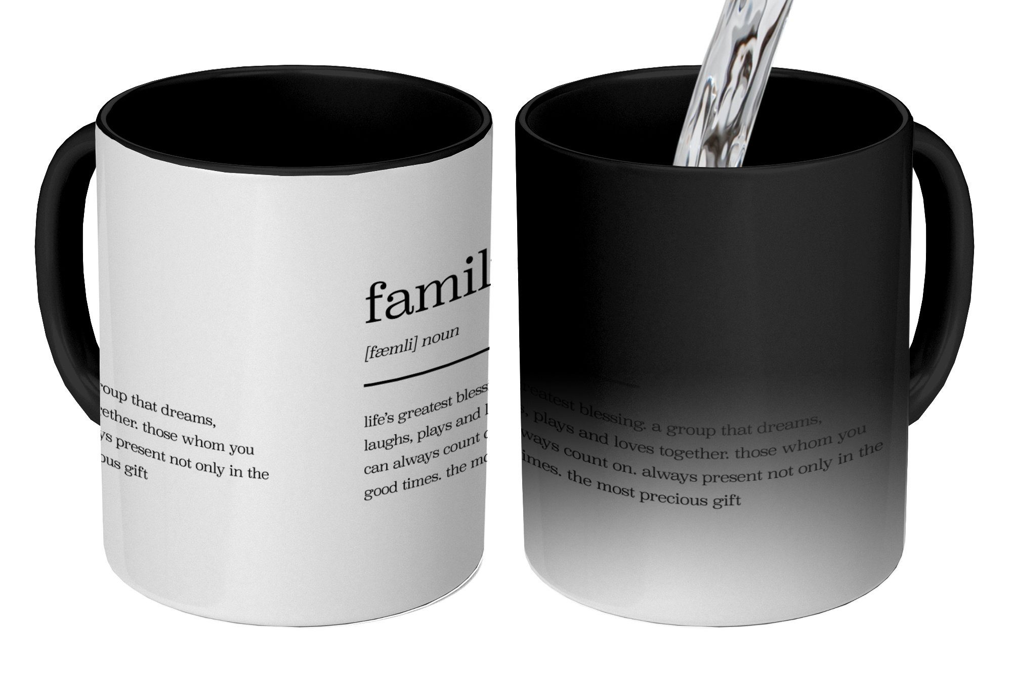 MuchoWow Tasse Zitate - Wörterbuch Keramik, Familie, - - Kaffeetassen, Farbwechsel, Sprichwörter Teetasse, Geschenk Zaubertasse