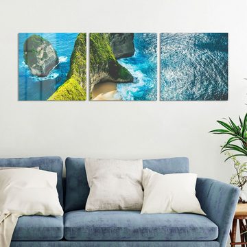 DEQORI Glasbild 'Manta Bay von oben', 'Manta Bay von oben', Glas Wandbild Bild schwebend modern
