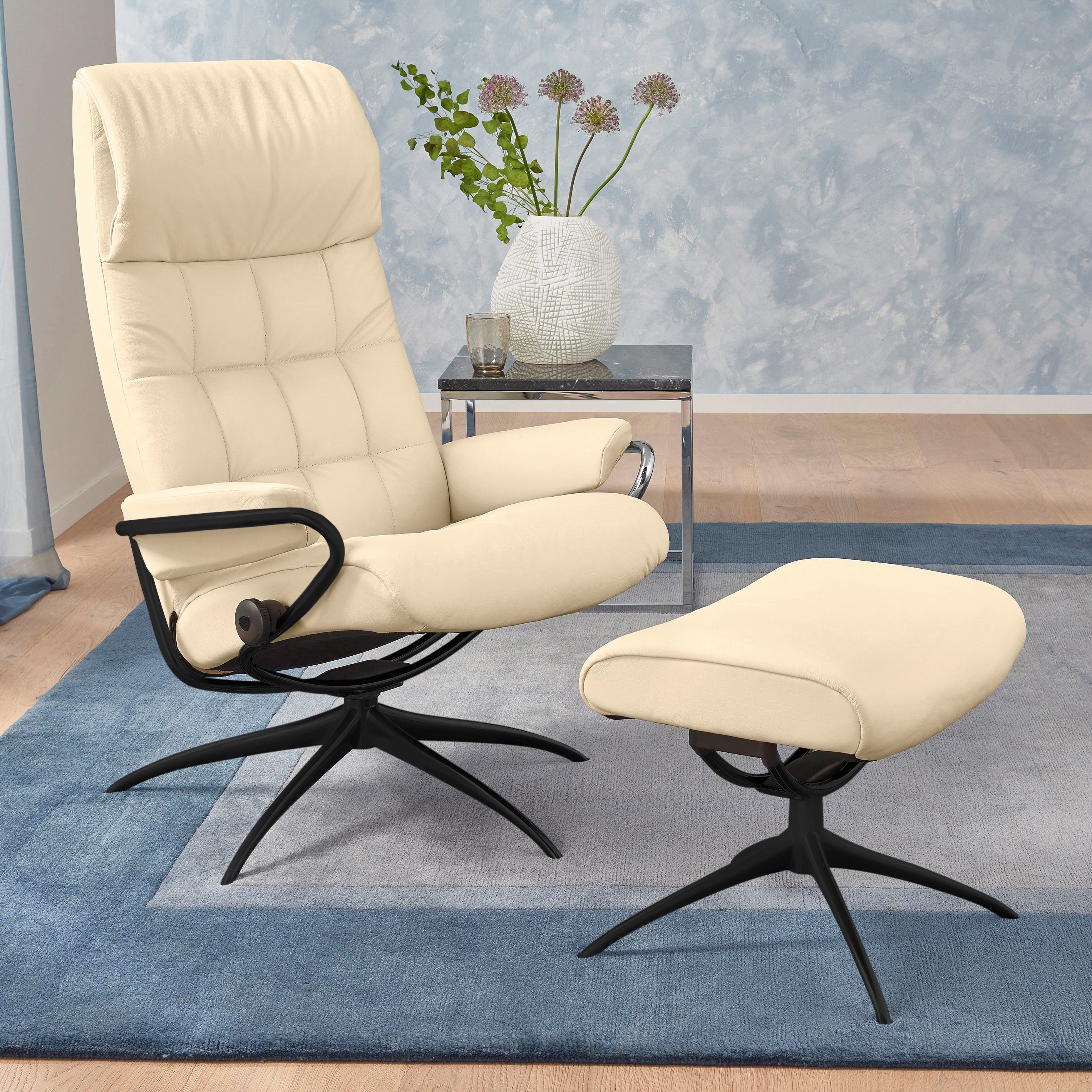 Stressless® Relaxsessel London (Set, Relaxsessel mit Hocker), mit Hocker, High Back, mit Star Base, Gestell Schwarz
