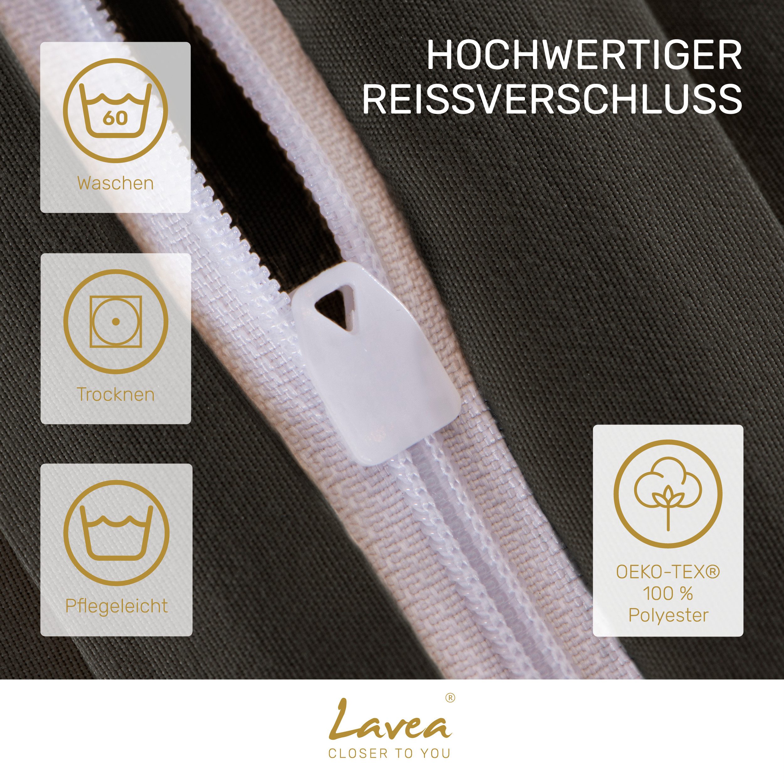 Lavea Bettwäsche Mikrofaser Bettwäsche-Sets mit Kissenbezügen und Bettbezügen, 4 teilig, Bettbezug und Kissenbezug mit Reißverschluss, weich, hypoallergen