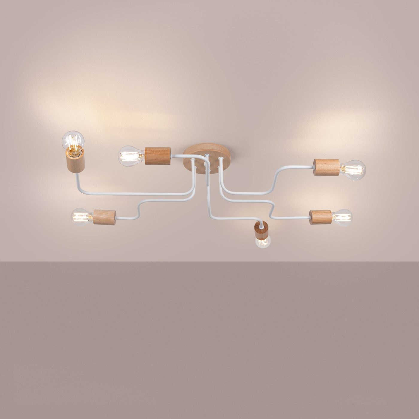 SOLLUX lighting Kronleuchter Kronleuchter Timbo 6 Weiß, Nicht enthalten