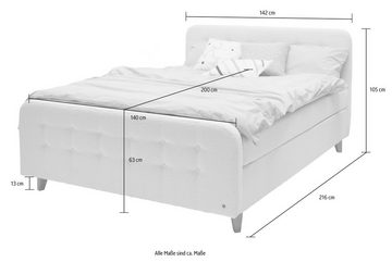 TOM TAILOR HOME Boxspringbett NORDIC BOX, mit Knopfheftung, in weichem Bouclé-Stoff, Füße in Buche natur