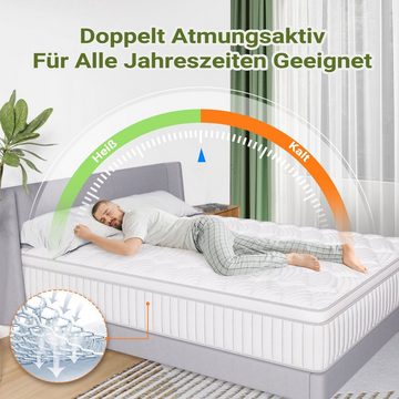 Boxspringmatratze Matratze 90/120/140/160/180x200cm, 25cm Federkernmatratze, Härtegrad 3, BedStory, 25 cm hoch, Taschenfederkernmatratze,Orthopädischem Tonnentaschenfederkernmatratze