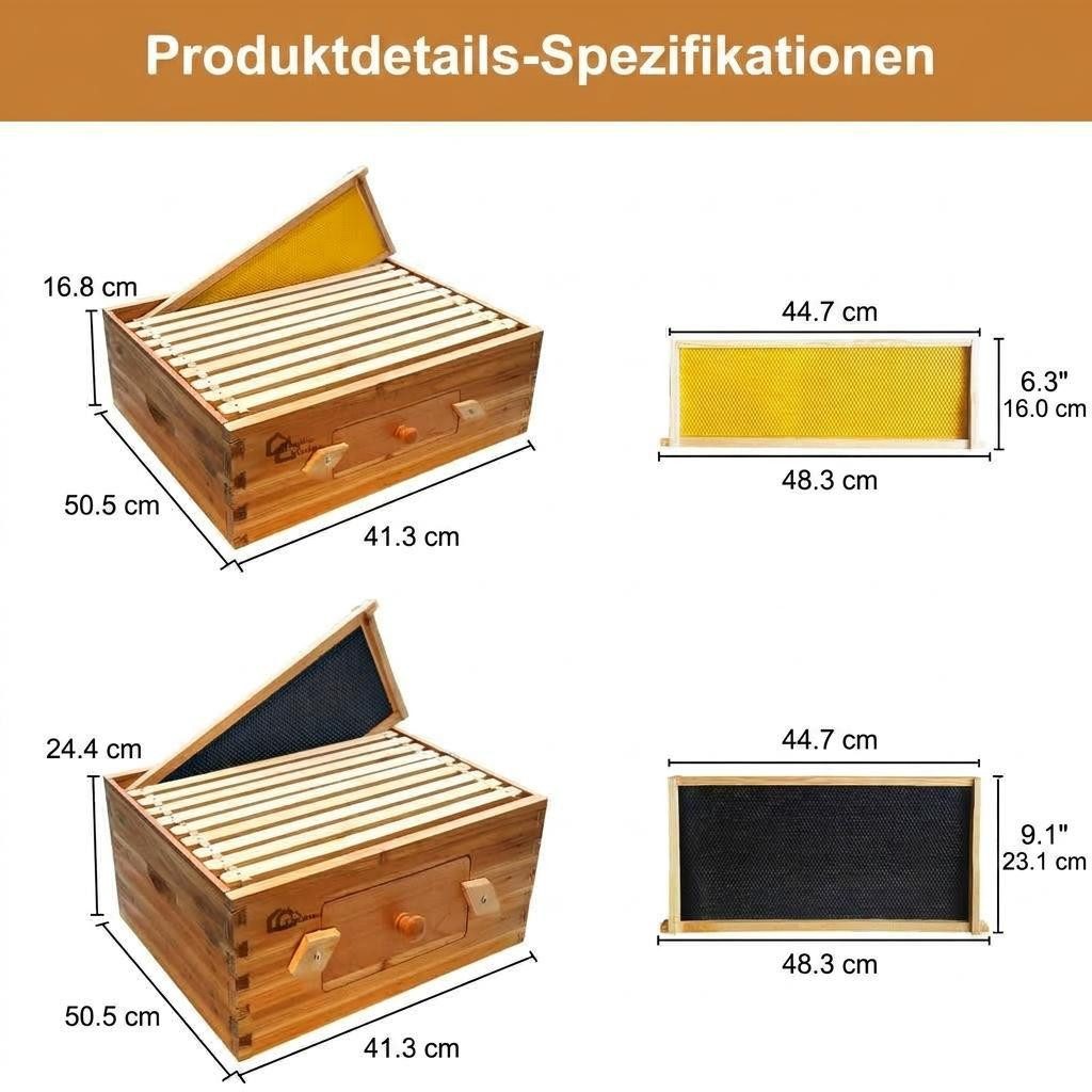 GarveeMore Bienenbeute Bienenhäuser mit Bienenwachs beschichtetes Tannenholz