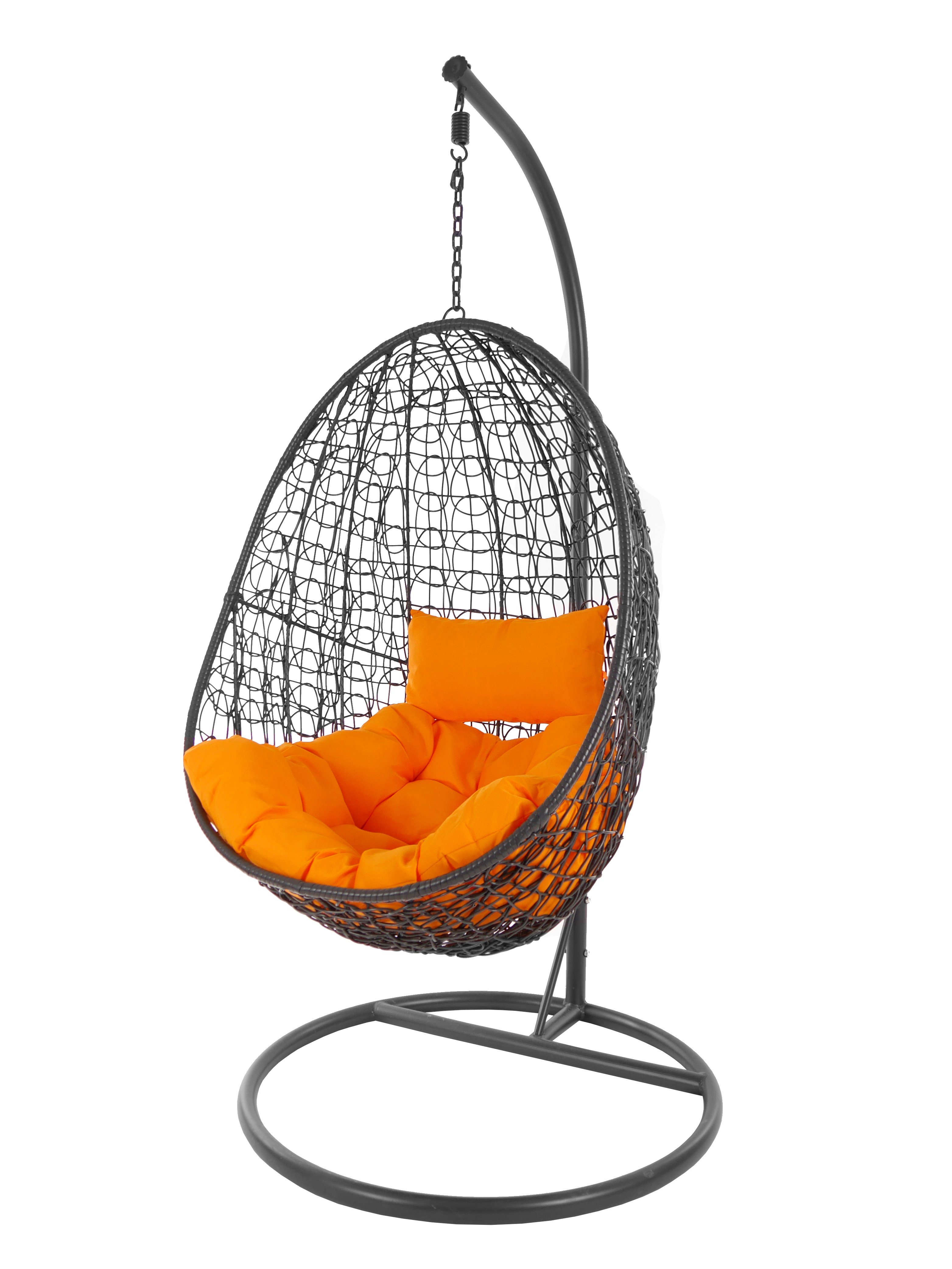 Hängesessel und tangerine) (3030 mit Hängesessel Loungemöbel Chair, anthrazit, Capdepera KIDEO orange Gestell Kissen, Swing moderner Schwebesessel