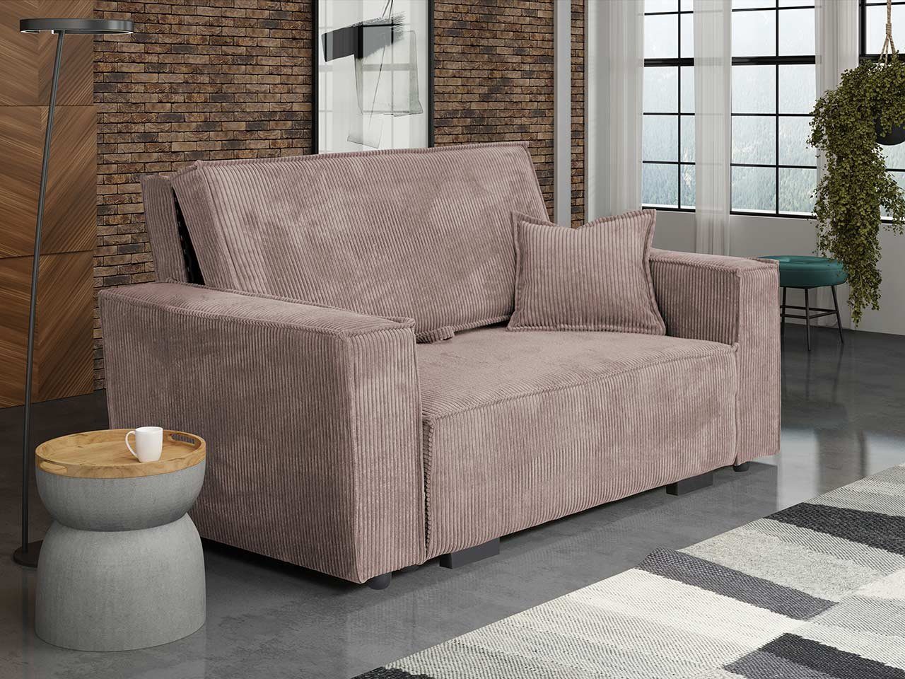 MIRJAN24 Schlafsofa Viva Star II, mit Schlaffunktion und Bettkasten, 2 Sitzer Polstersofa inkl. Kissen, Schlafsofa Poso 145