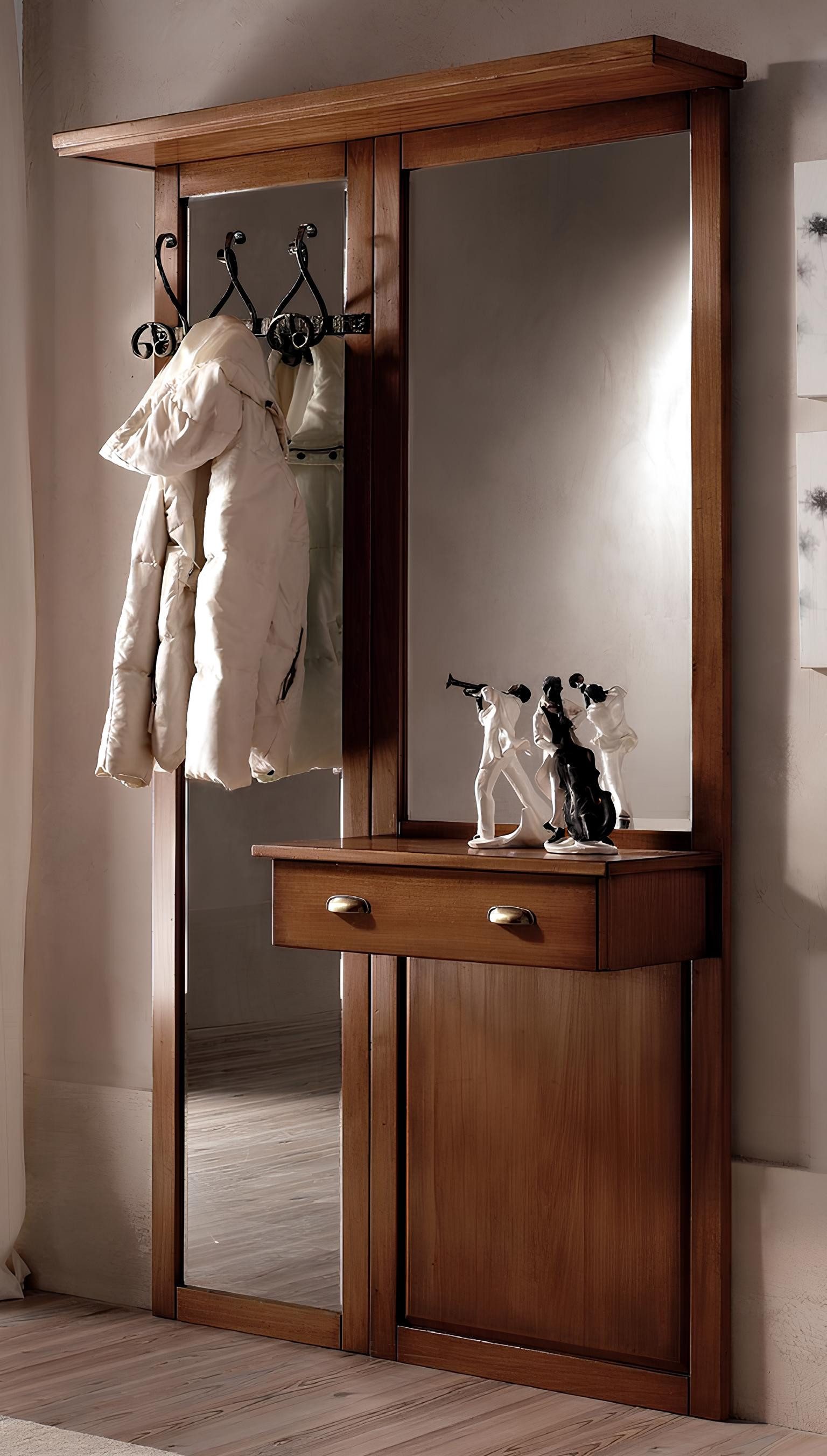 JVmoebel Garderobenpaneel Kleiderschrank aus Holz und Glas in edlem Braun von Vaccari Giovanni (1 St), Made in Europa