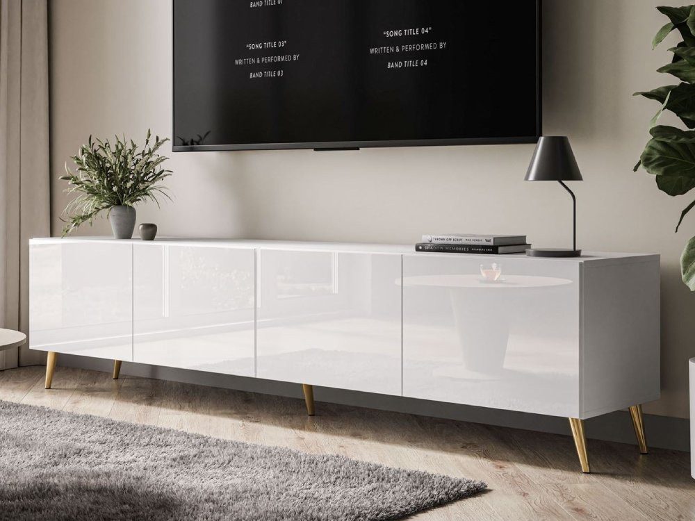 ALLHOUSE24 TV-Schrank LOGANTE 200 cm Breite Unterschrank TV Lowboard Metall Füße (2 x Schränke 100 cm breit) 200 cm Breite