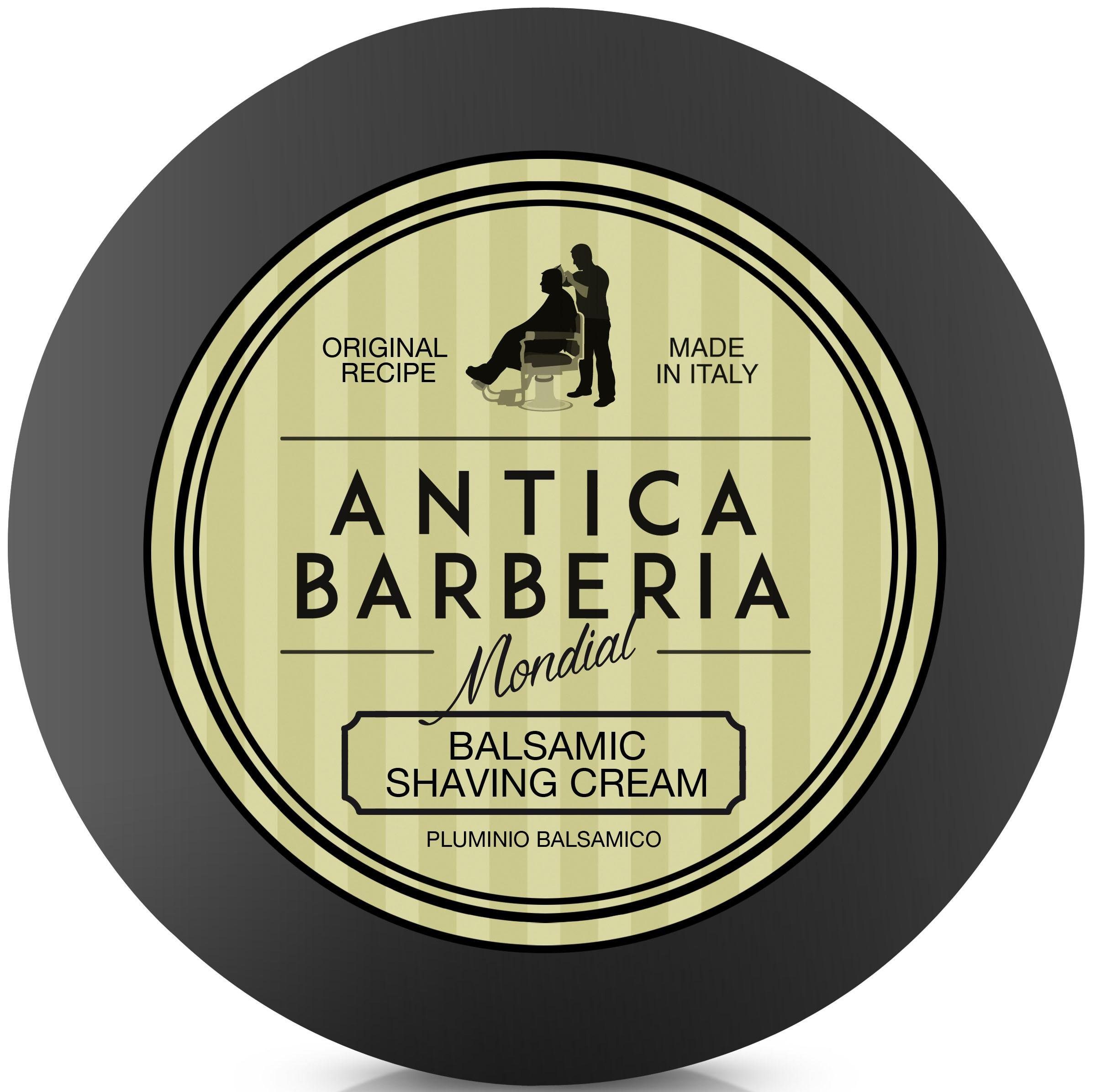 Mondial Antica Barberia Rasiercreme Balsamic Pulminio, Natürliche Zutaten für sanftes Gleiten und samtweiche Haut.