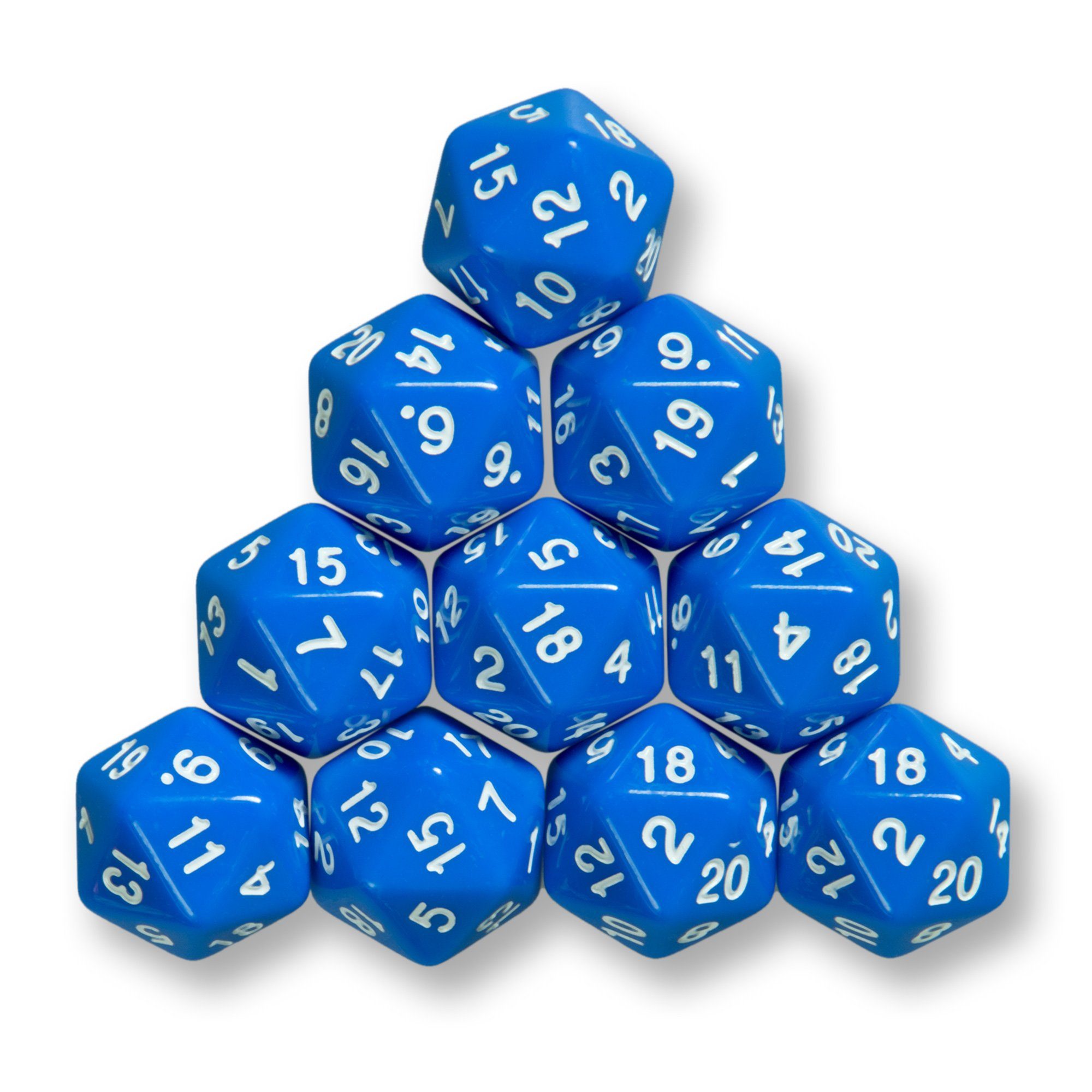 SHIBBY Spielesammlung, 10x polyedrische W20 Würfel für Rollen- und Tabletopspiele Blau | Würfelspiele