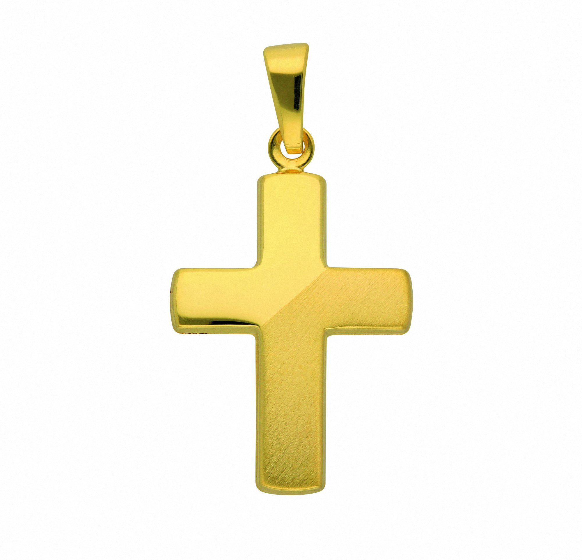 Adelia´s Kette mit Anhänger 585 Gold Kreuz Anhänger, Schmuckset - Set mit  Halskette, Maße des Anhängers - Breite 13,6 mm - Höhe 19,5 mm