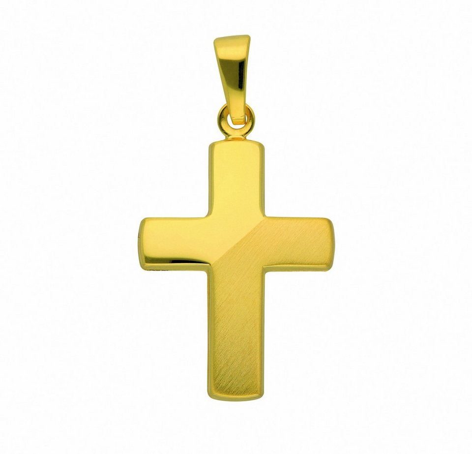 Adelia´s Kette mit Anhänger 585 Gold Kreuz Anhänger, Schmuckset - Set mit  Halskette, Maße des Anhängers - Breite 13,6 mm - Höhe 19,5 mm