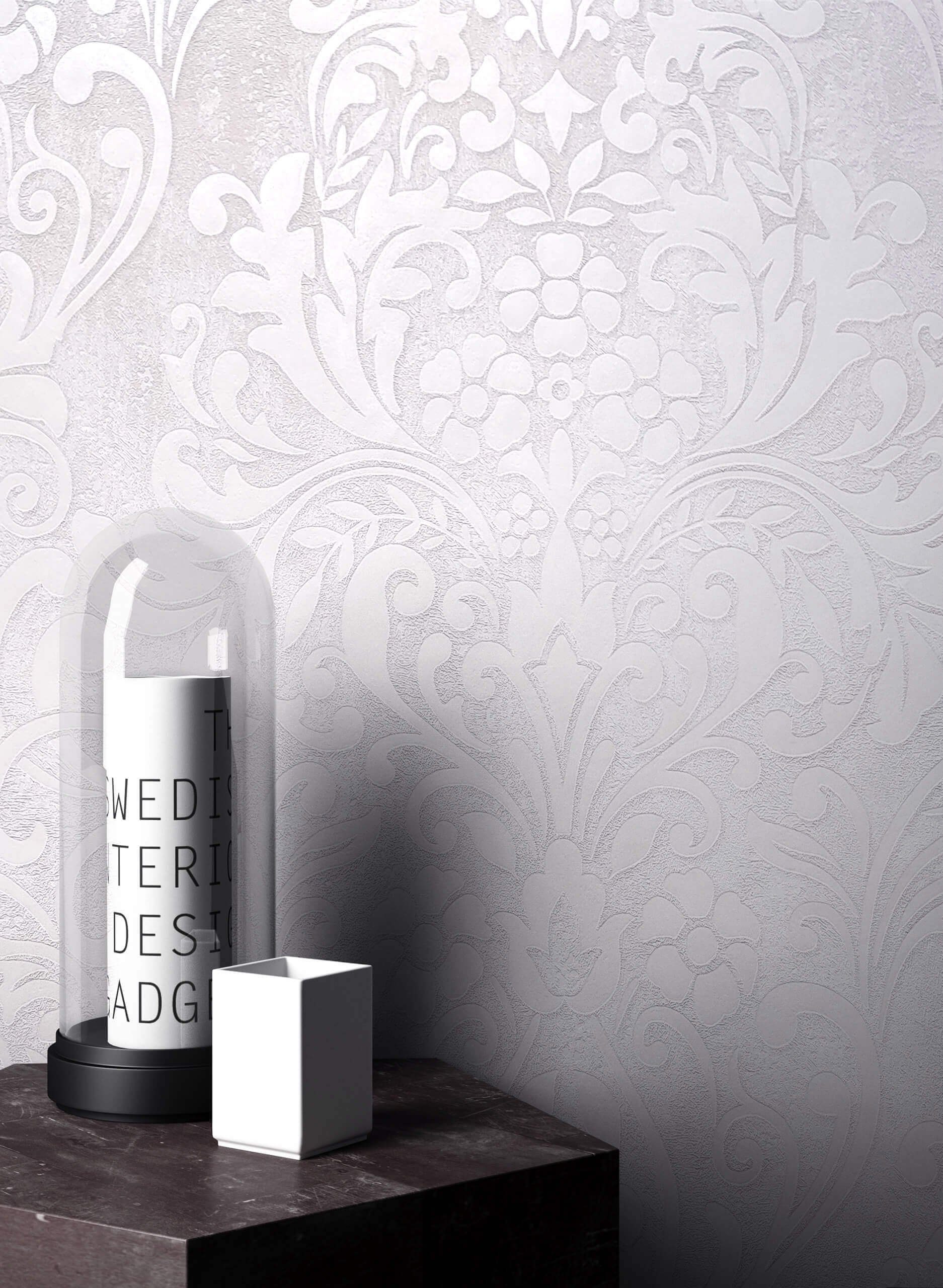 Newroom Vliestapete, Weiß Tapete Barock Glänzend günstig online kaufen