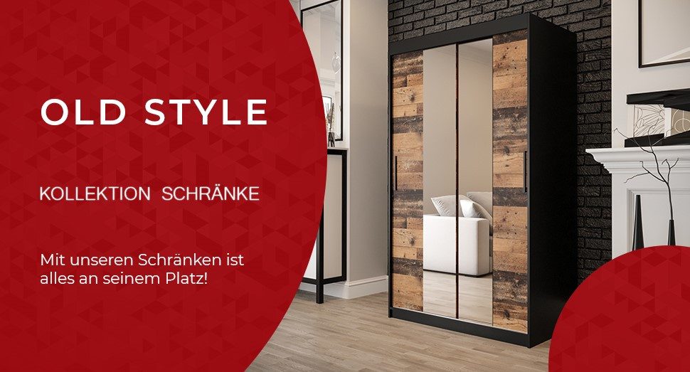 ABIKS MÖBEL Schwebetürenschrank OLD STYLE T2 Schlafzimmerschrank mit Spiegeln, Kleiderstange, Regalen – Bild 5 von 5