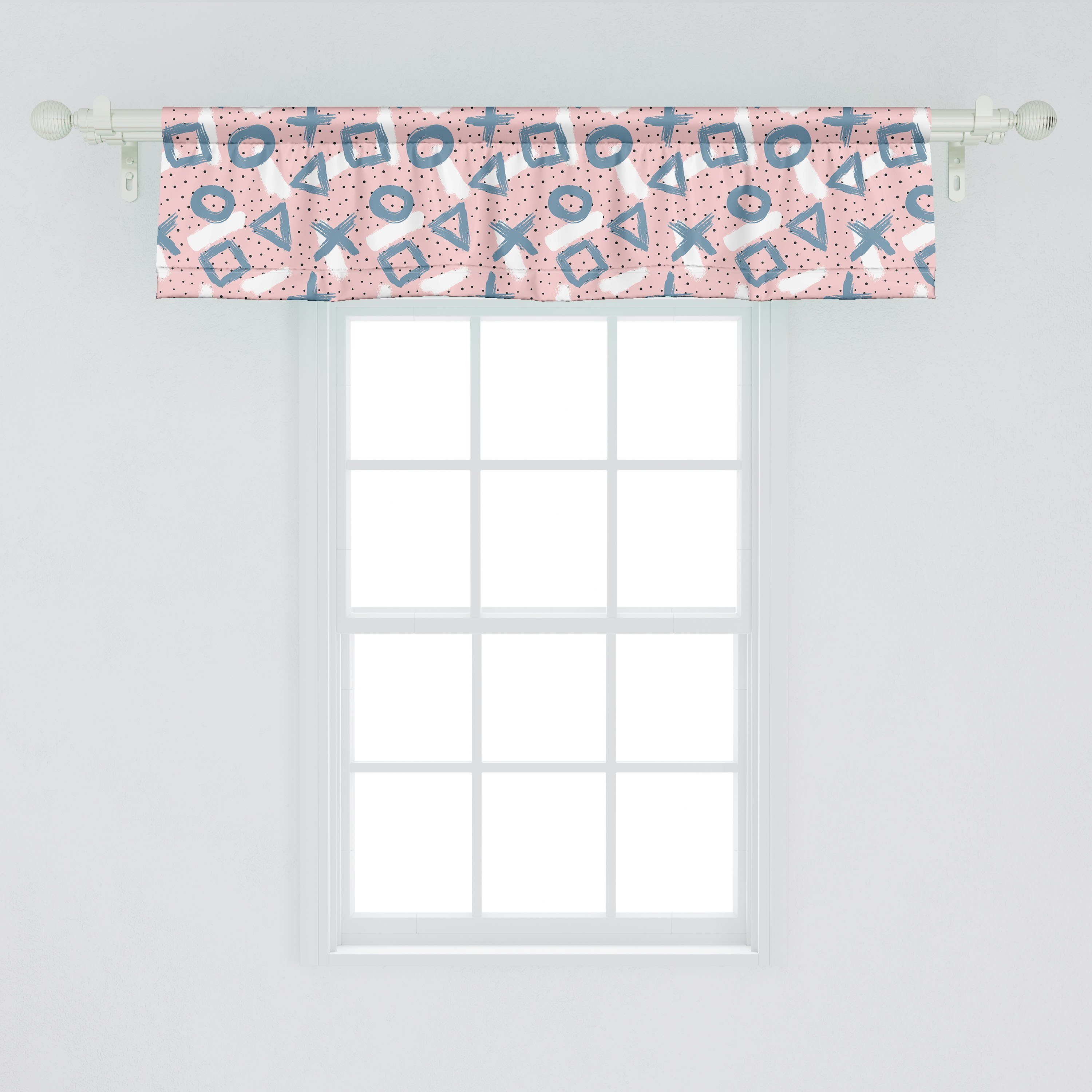 Scheibengardine Vorhang Volant für Küche Dekor Microfaser, mit Strokes Stangentasche, Abakuhaus, Moderne Abstrakt Schlafzimmer Pinsel