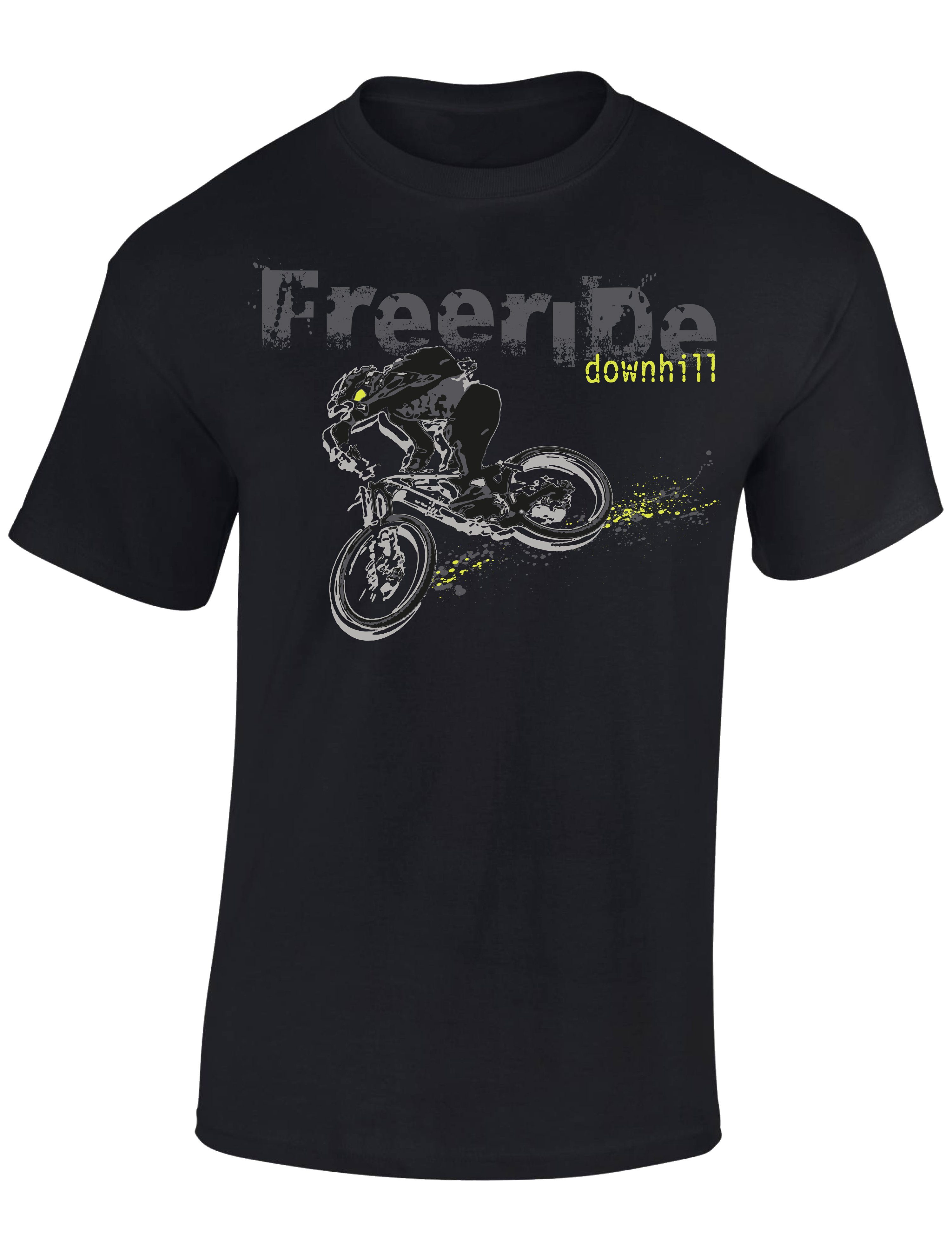 Baddery Print-Shirt Kinder T-Shirt: Freeride Downhill - Fahrrad Geschenk Jungen & Mädchen, hochwertiger Siebdruck, aus Baumwolle