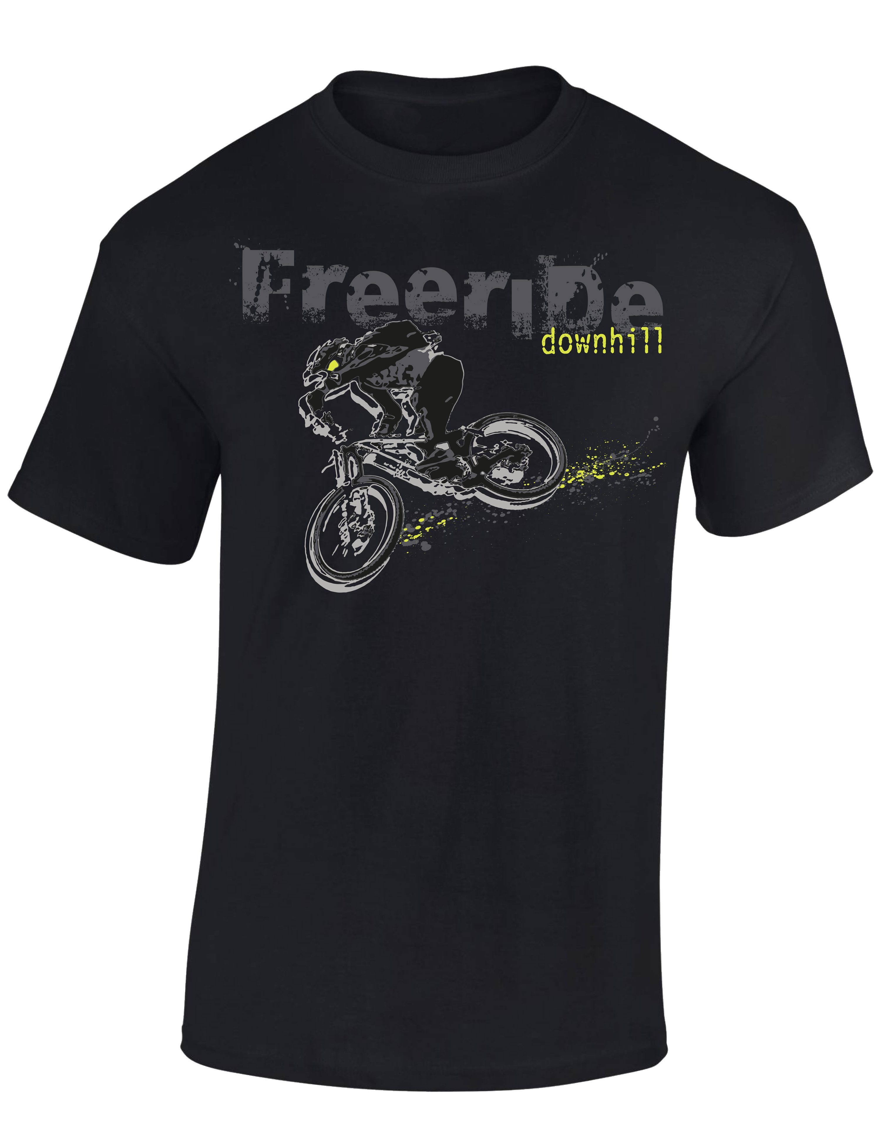 Baddery Print-Shirt Kinder T-Shirt: "Freeride Downhill" - Fahrrad Geschenk Jungen Mädchen, hochwertiger Siebdruck, aus Baumwolle