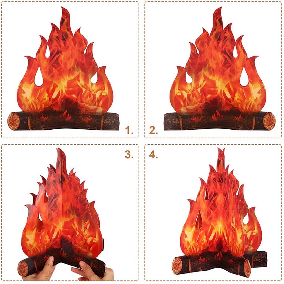 Dekoobjekt 3D Gefälschte künstliches Jormftte Papier Party Feuer Dekorative Flamme Multicolor2