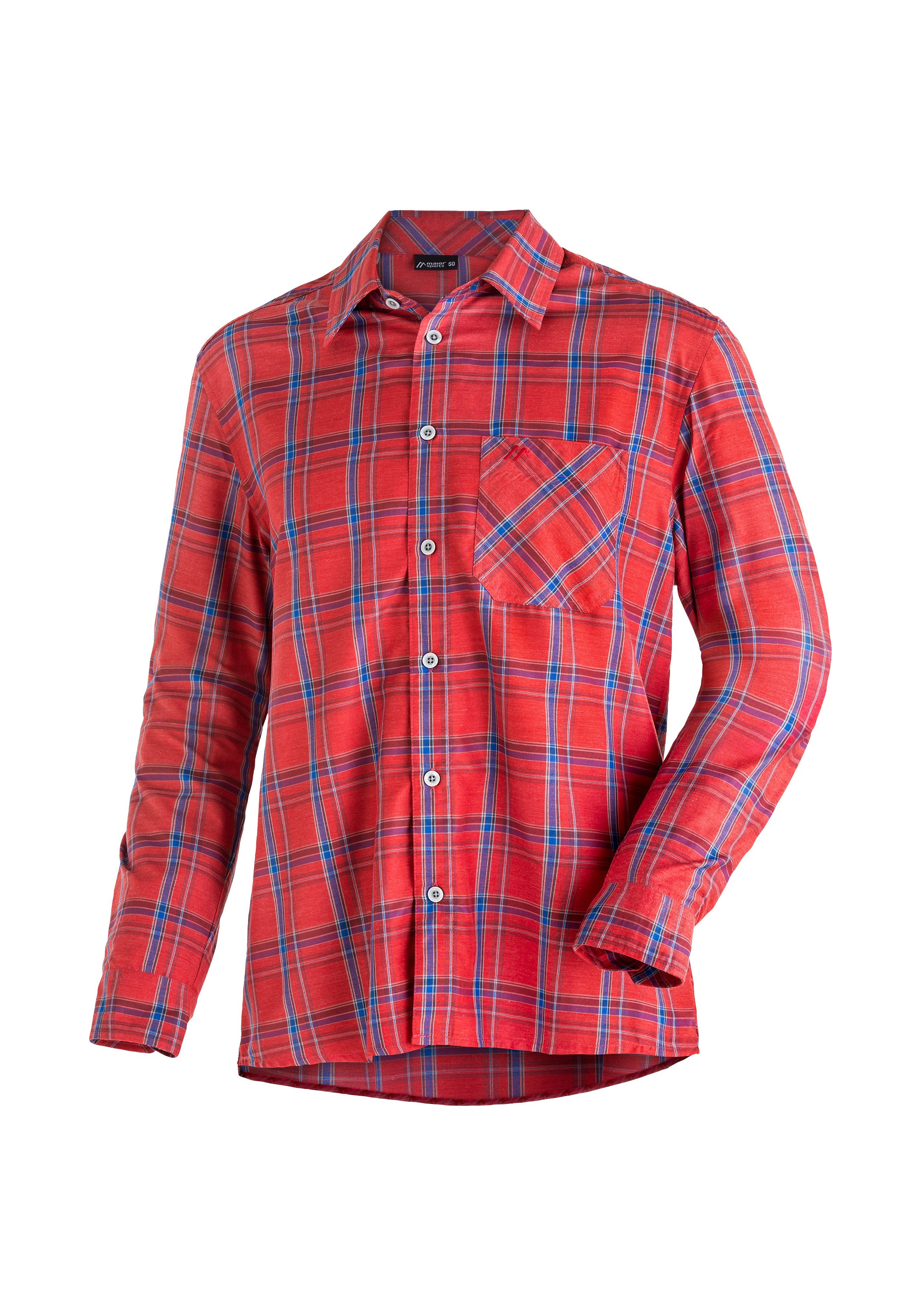 Maier Sports Funktionshemd Claas Herren Hemd, langarm Karohemd für Outdoor und Freizeit