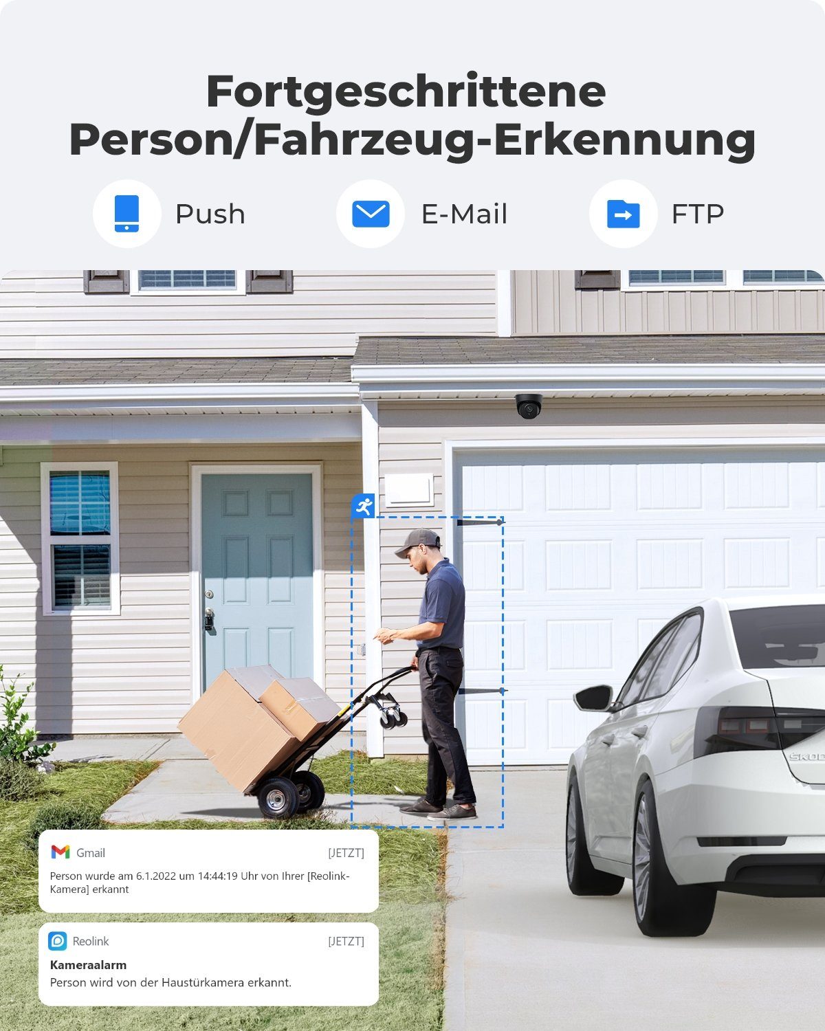 Reolink Überwachungskamera 520A 5MP PoE IP (Außenbereich, mit Personen-/Autoerkennung, Zeitraffer, IR Nachtsicht, Wasserfest, Micro SD Kartensteckplatz)