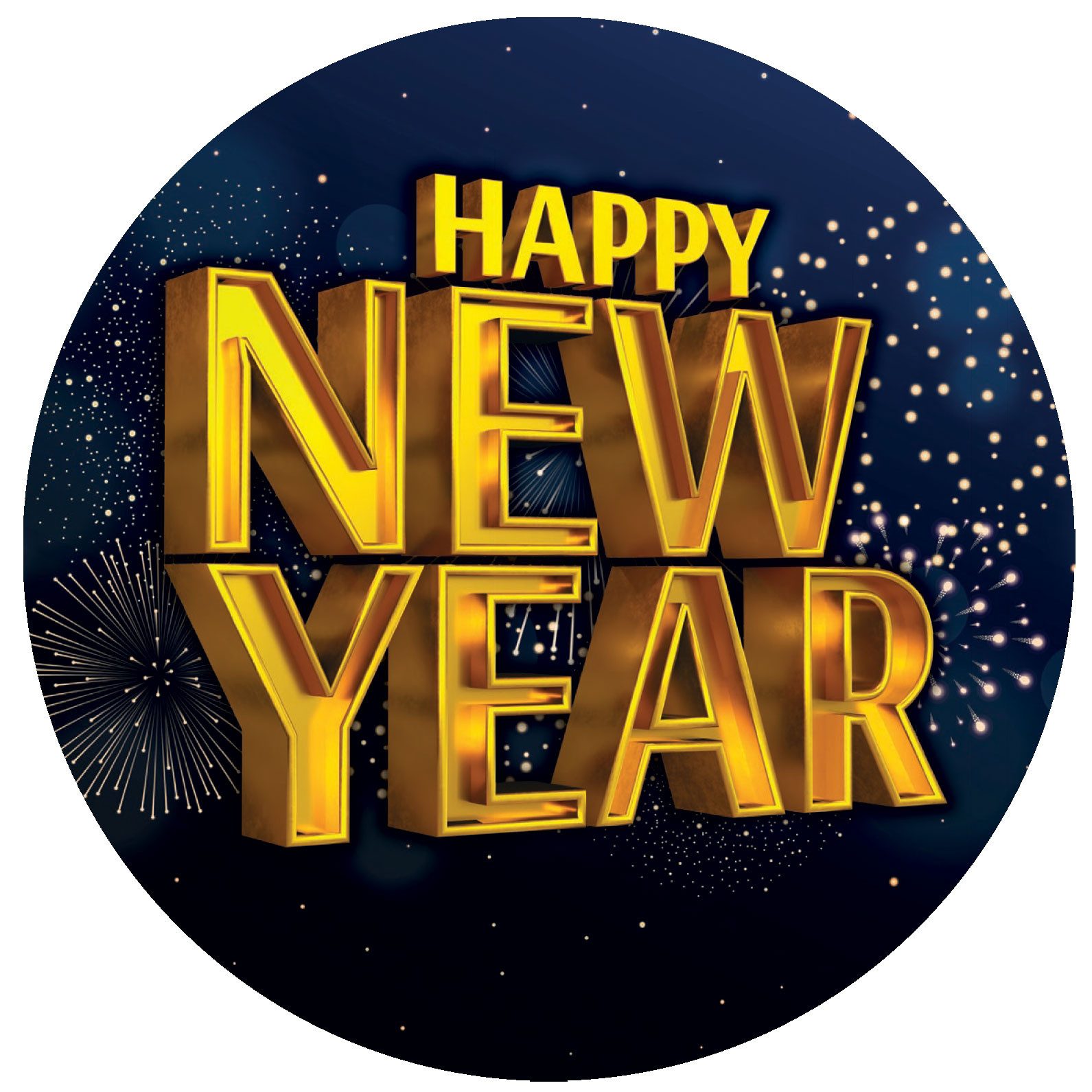 Sticker Happy New Year - Sticker - Aufkleber Vinyl Ø 9,5 cm