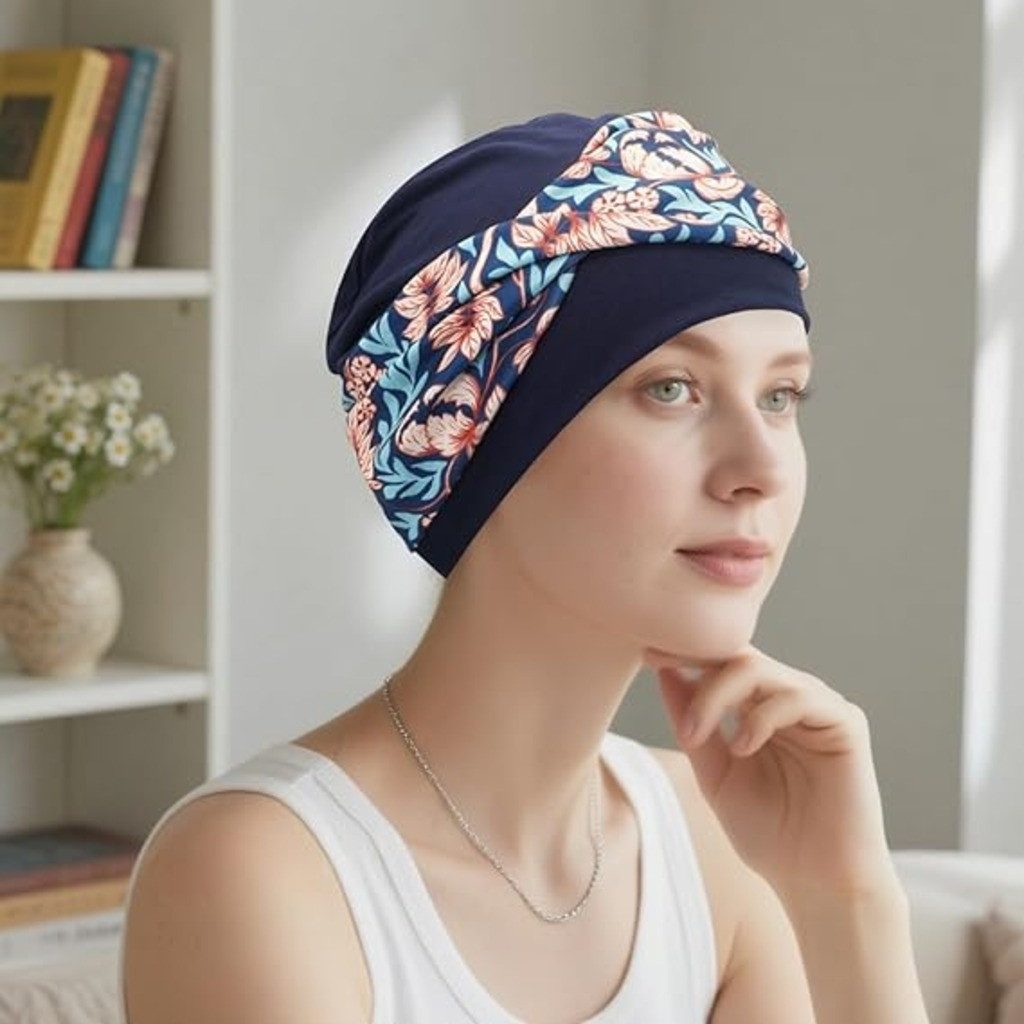 nsihing Turbanmütze Turbanmütze Damen, Boho Blumenmuster, Elastische Kopfbedeckung Weich, Atmungsaktiv & Bequem für Alltag und Freizeit – Bild 4 von 5
