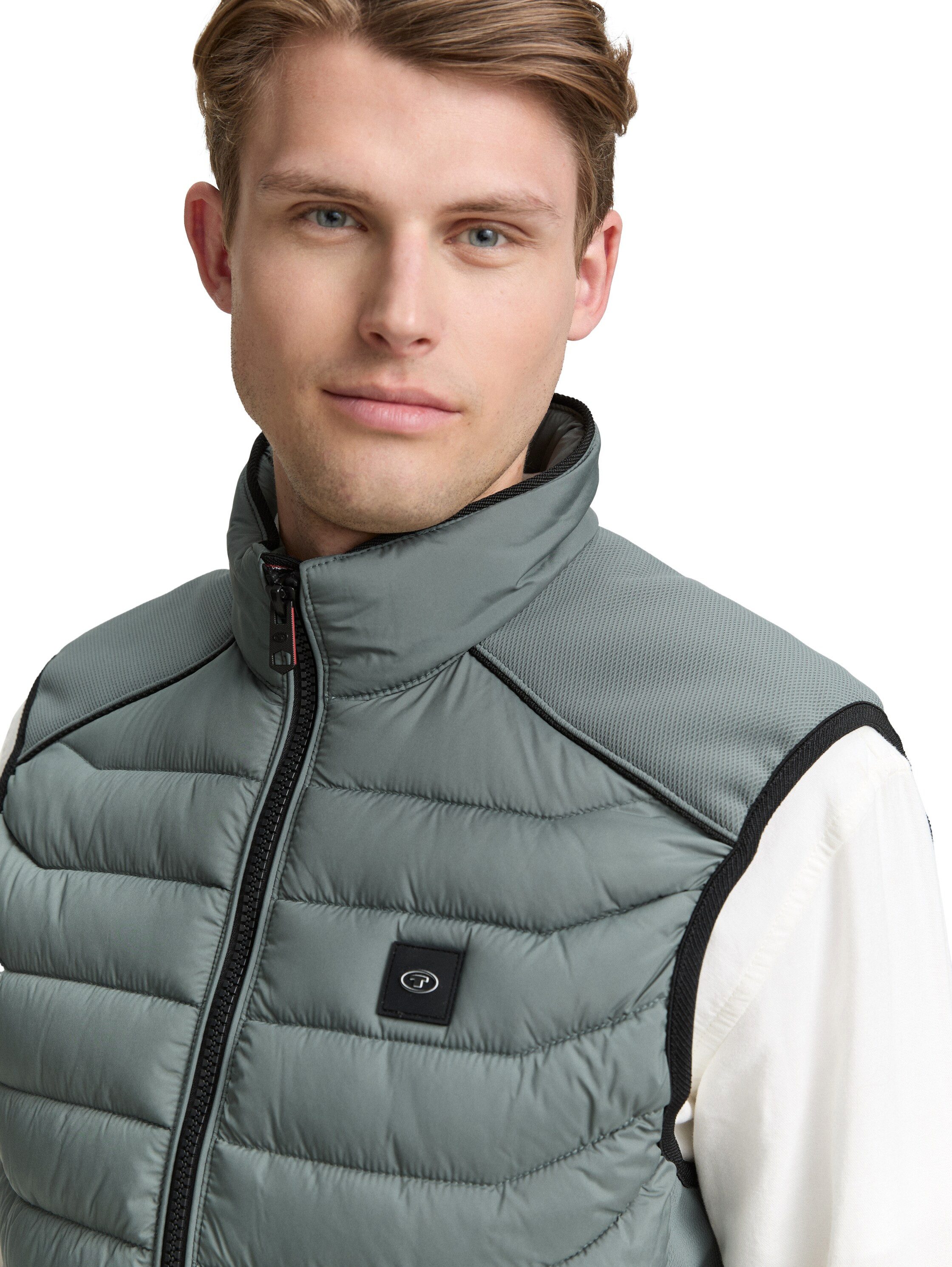 TOM TAILOR Steppweste mit Logo Stickerei