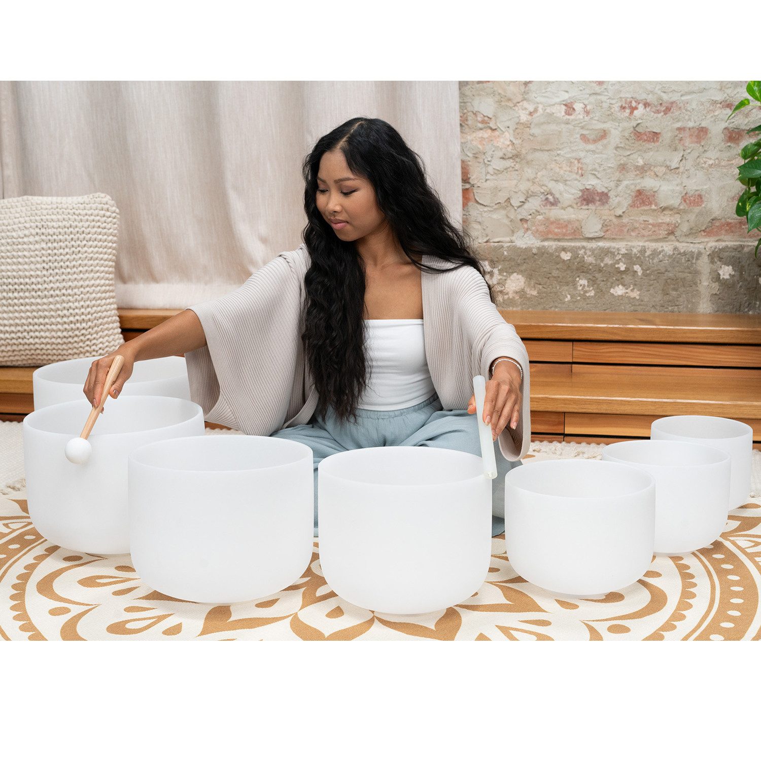 Meinl Sonic Energy Klangschalen Crystal Singing Bowl,Chakra Set, inkl Schlägel