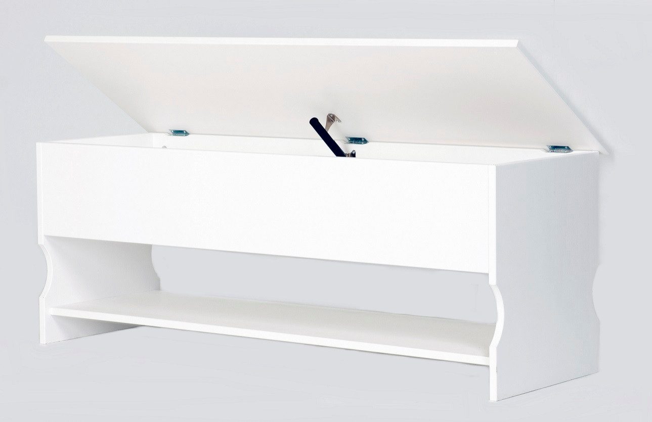 Clever-Moebel Sitzbank Sitzbank Kiefer massiv weiß lackiert mit Stauraum 120 cm