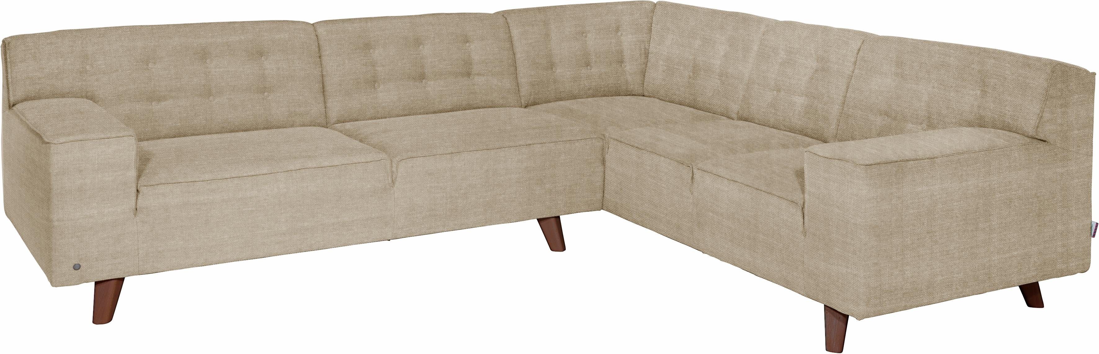 NORDIC im TOM Retrolook, nussbaumfarben TAILOR HOME Ecksofa Füße CHIC,