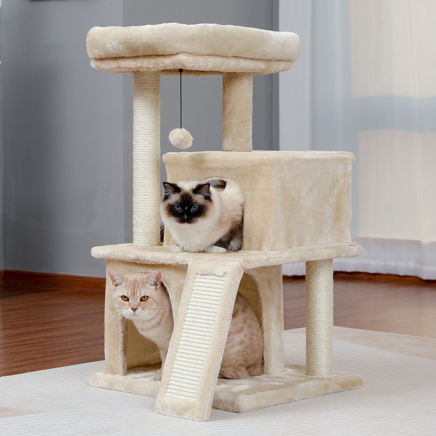 Katzenbaum 150 Cm – Mit Sisal-Kratzbaum, Hängematte, Höhle & Spielplatz Für Indoor-Katzen