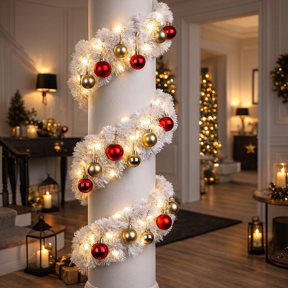 Haushalt International LED Dekolicht, LED-Leuchtmittel fest verbaut, Girlande Weihnachten Weihnachtsgirlande weiß