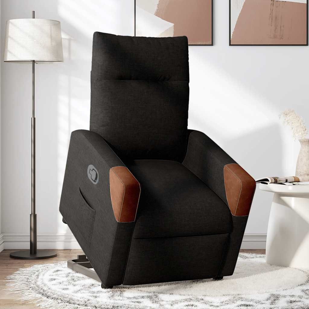 vidaXL Sessel Relaxsessel mit Aufstehhilfe Schwarz Stoff